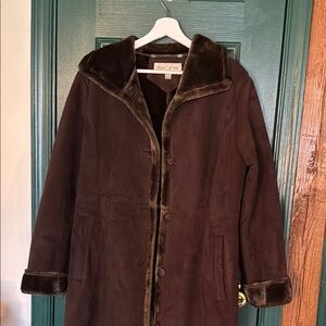 Brown Faux Fur Lined Women's Coat